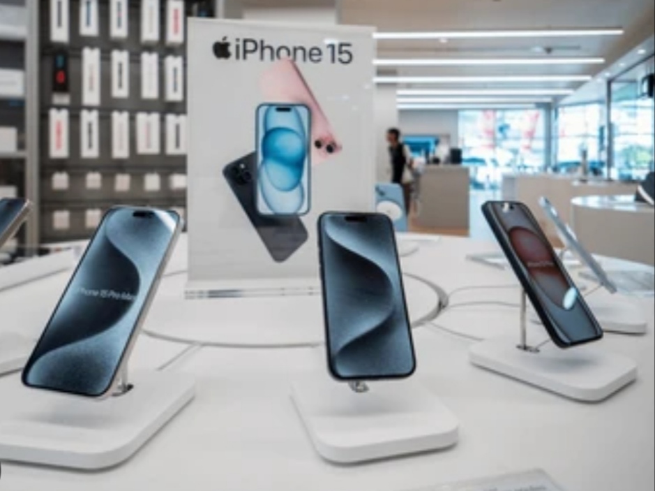 iPhones vs android Smartphones on display at store with price tag on